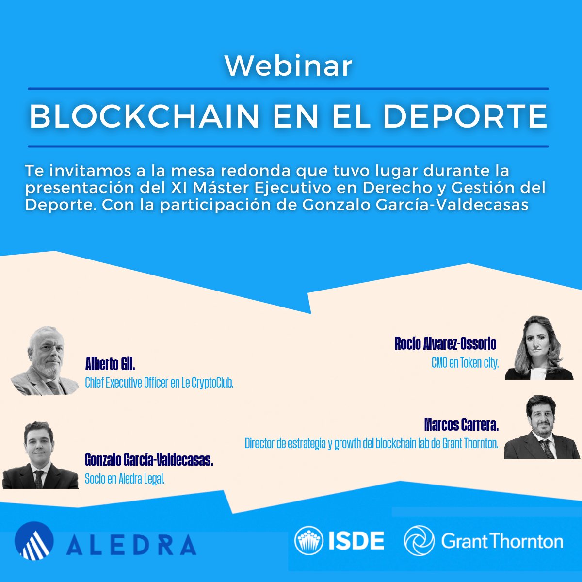 GrantThorntonSp's tweet photo. 📹 Ya puedes ver la mesa redonda "#Blockchain en el #deporte", que organizó nuestra Firma junto a @ISDEmasters y @MovistarEstu y en la que participó nuestro director de Estrategia y growth de nuestro #BlockchainLab, Marcos Carrera. 
 
¡No te lo pierdas! ➡ https://t.co/85IQynuI0B https://t.co/yD6C1EPLqX