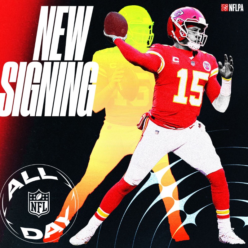 NFLALLDAY's tweet photo. To celebrate the signing of @PatrickMahomes, we are granting access to the closed beta to anyone that signs up for the #NFLALLDAY waitlist in the next 1️⃣5️⃣  hours!