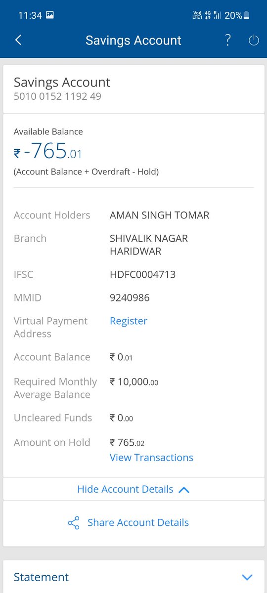 deepakt91366435's tweet photo. @HDFC_Bank mere account se 765 rs mirevenue through gefu laga ke cut kiye pr kyo lagaya account bhi hold kr diya h.mera account salary account phir charges lagaye .Name Aman singh tomar contact no 7753963056 please solve this https://t.co/fZSDUiwQoi