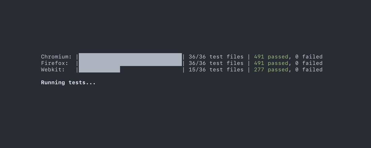 I've been writing more and more tests lately and I can't say enough good things about Web Test Runner + Playwright.

Testing in three [real] browsers concurrently is just incredible! 

Link: modern-web.dev/docs/test-runn…