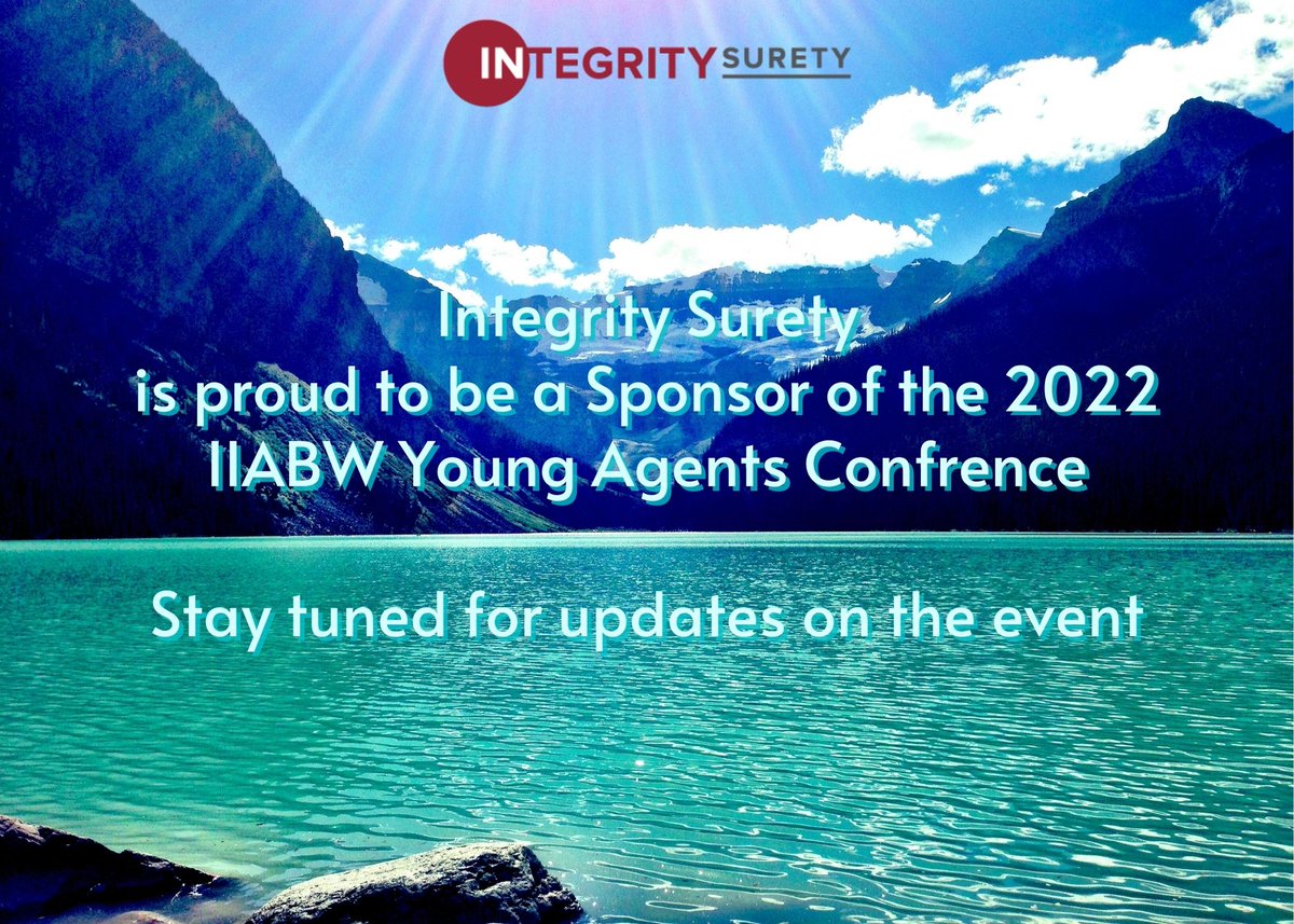 IntegritySurety's tweet photo. Integrity Surety is a sponsor for the 2022 IIABW Young Agents Conference and will be posting more updates as we approach the event. Stay tuned! #IIABW #YoungAgents https://t.co/uVjYT4PIhR