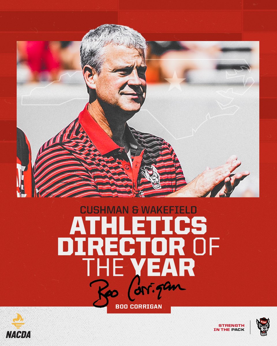 PackAthletics's tweet photo. Leader of the pack.

NC State AD Boo Corrigan named Cushman &amp; Wakefield Athletics Director of the Year 🐺

📰 https://t.co/KU5UO8HrxS https://t.co/AJr67eej5m