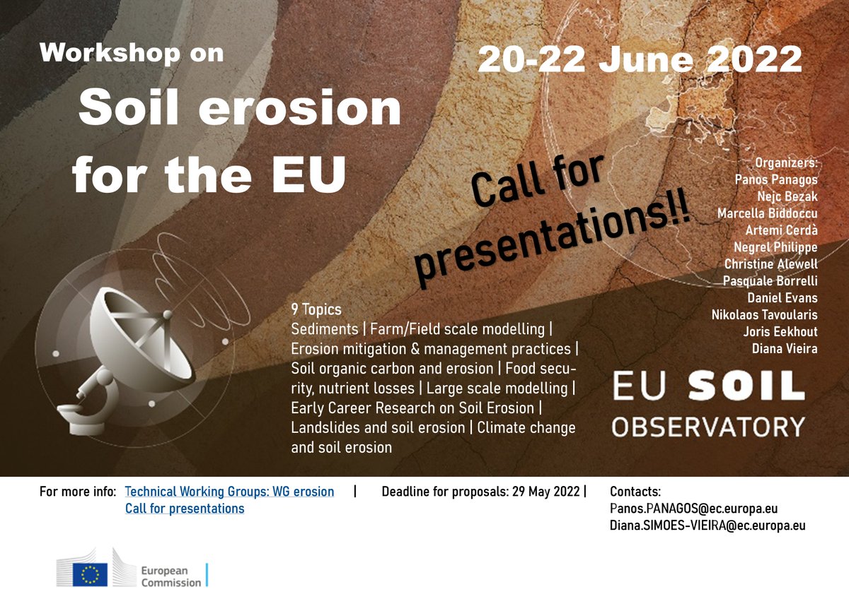 Dicasivi's tweet photo. ⚠️ I would like to call your attention to this wonderful event organized within our #soilerosion technical working group.
This event is #freeofcharge and addresses 9 address burning scientific and policy questions 👇
#stopsoilerosion #saveourfuture
https://t.co/Oehhw2dcDs https://t.co/P9eSthihVF