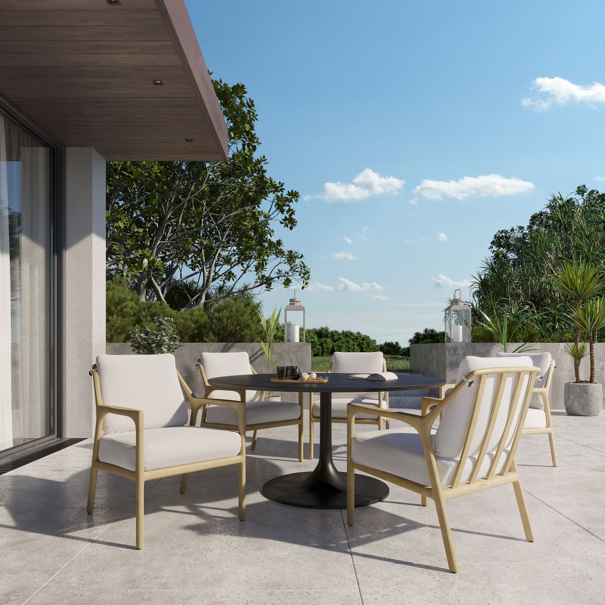 Indulge in this Mid-century modern beauty. The Berkeley collection exudes elegance and strength, combining carved wood-look motif and detailed hand-painted powder coat finishing.

Discover more: bit.ly/3wE6UPb
