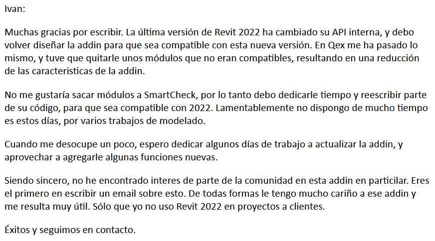 Iván me consulta sobre la addin de SmartCheck, y la respuesta lamentable respuesta que me toca dar. Espero tener, algún día, un departamento de desarrollo.