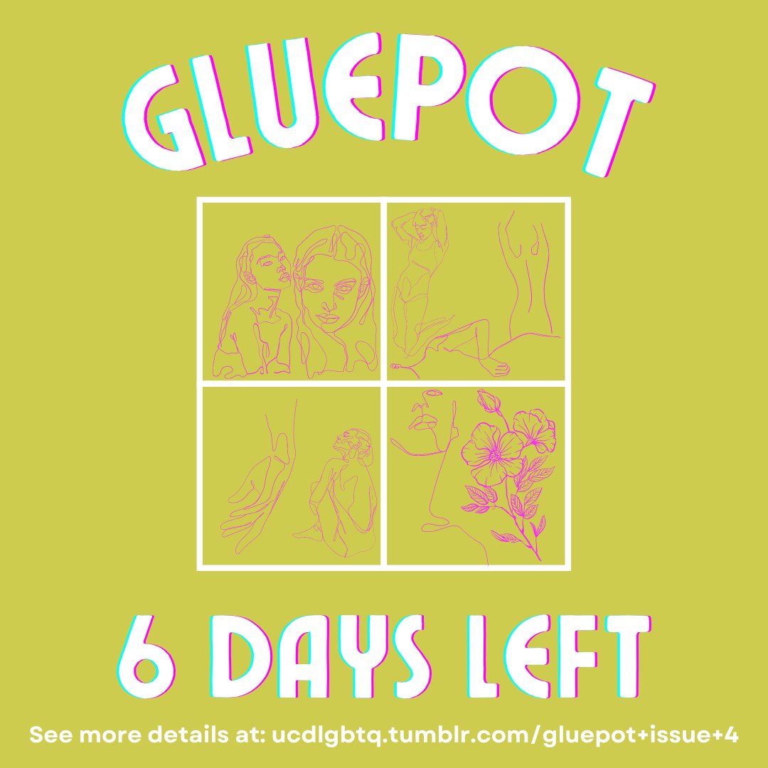 You have SIX DAYS to submit any printable work you'd like to see in this year's Gluepot! More information - including information on where to send your submissions - available at the link in our bio!