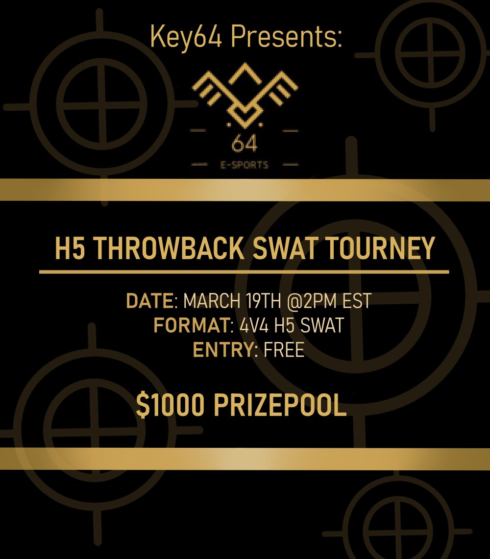 Naptimez's tweet photo. Will be aiming for a later start around 4pm EST today!
Reminder to sign up for @key64gaming's 4v4 H5 SWAT tourney this Saturday!
πhttps://t.co/HBeekAfMiQ https://t.co/9RYq8Ia0P5