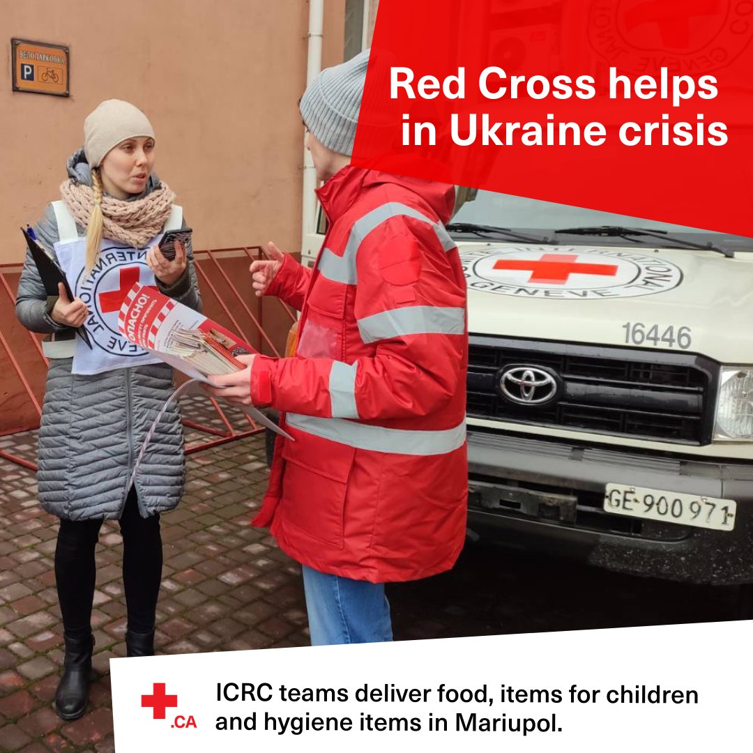 redcrosscanada's tweet photo. The Red Cross is in #Ukraine working alongside local communities to:
➡️Deliver urgent assistance e.g. food, water, hygiene items, heating fuel and housing support
➡️Support hospitals by distributing medical items
➡️Respond to severe water shortages https://t.co/DWholhNCl7