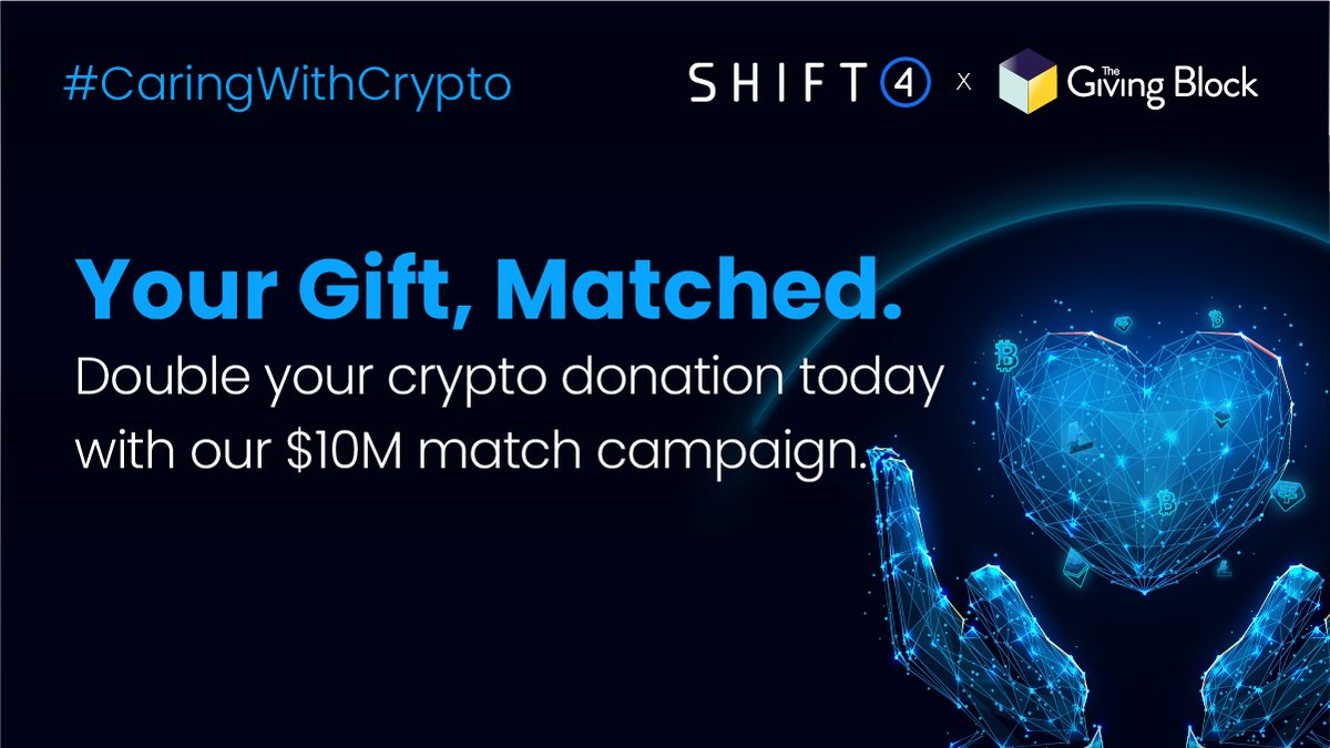 Designs4Dignity's tweet photo. All crypto donations made to @designs4dignity can be doubled starting today, thanks to a $10M matching crypto fundraising initiative from our friends @TheGivingBlock and @Shift4 https://t.co/frJR2krf01
