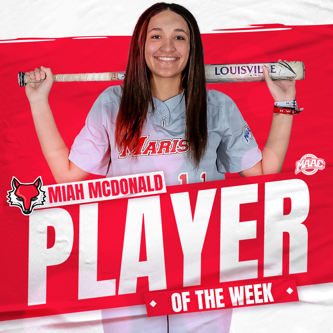 MaristAthletics's tweet photo. After hitting .500 with a pair of homers, eight RBIs, six runs scored, and three stolen bases this past weekend, Miah McDonald of @MaristSoftball is this week's MAAC Player of the Week!

🔗: https://t.co/6KwWknx8So https://t.co/KFQhNeJiab