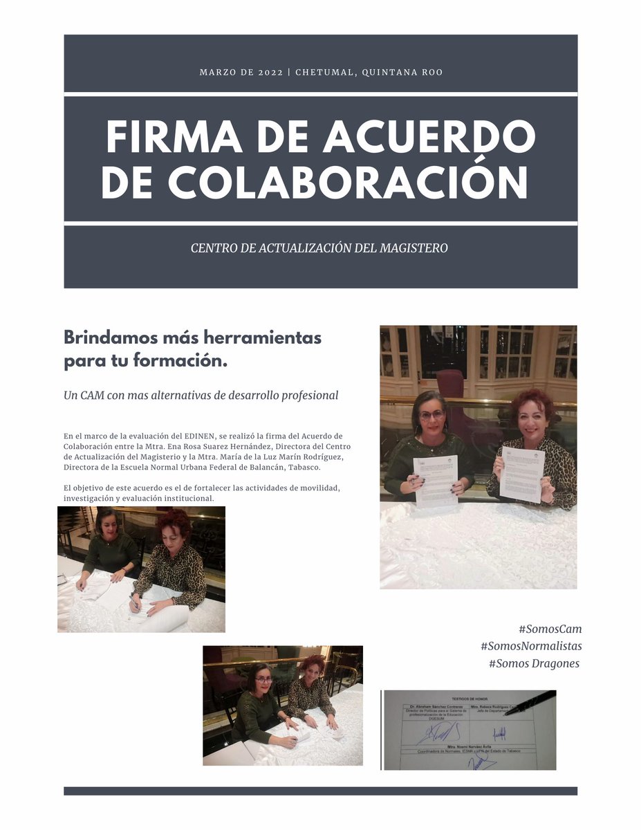 CAM_Chetumal's tweet photo. Porque no dejamos de pensar en tu formación, firmamos el Acuerdo de Colaboración en la Normal
Urbana de Balancán, Tabasco #SomosCam #SomosNormalistas #SomosDragones https://t.co/luoAwlpSAt