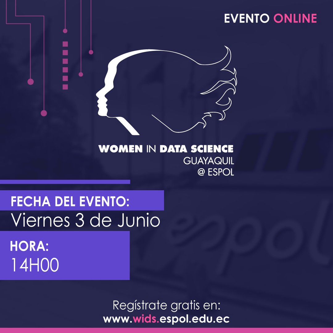 widsespol's tweet photo. ¡WiDS Guayaquil@ESPOL está de vuelta! 
Regístrate ahora para conocer de cerca a mujeres que trabajan en #DataScience 
https://t.co/QhuZBtmSUv
Conoce más sobre el evento en el link de nuestra biografía. #SheScience #SheSTEM #WIDS2021 #widsespol https://t.co/XbU0kqlIh8