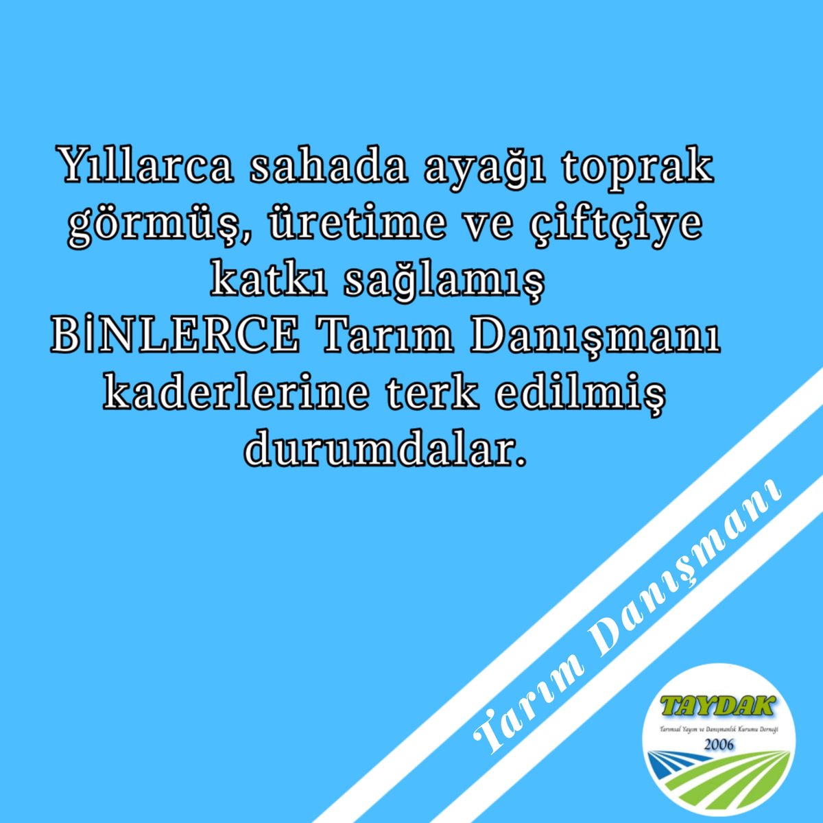 #TarımDanışmanlarıGüvenceİstiyor 
<a href="/tcbestepe/">T.C. Cumhurbaşkanlığı</a> <a href="/RTErdogan/">Recep Tayyip Erdoğan</a> <a href="/TCTarim/">T.C. Tarım ve Orman Bakanlığı</a> @tbvahitkirisci <a href="/tobeydb/">Eğitim ve Yayın Dairesi Başkanlığı</a> <a href="/aysinisikgece/">Ayşe Ayşin Işıkgece</a> <a href="/AAsumanErdogan/">Asuman Erdoğan 🇹🇷</a> <a href="/NumanKurtulmus/">Numan Kurtulmuş</a> <a href="/tarimyazari/">Ali Ekber Yıldırım</a> <a href="/TAYDAK_/">TAYDAK</a> <a href="/BY/">Binali Yıldırım</a>