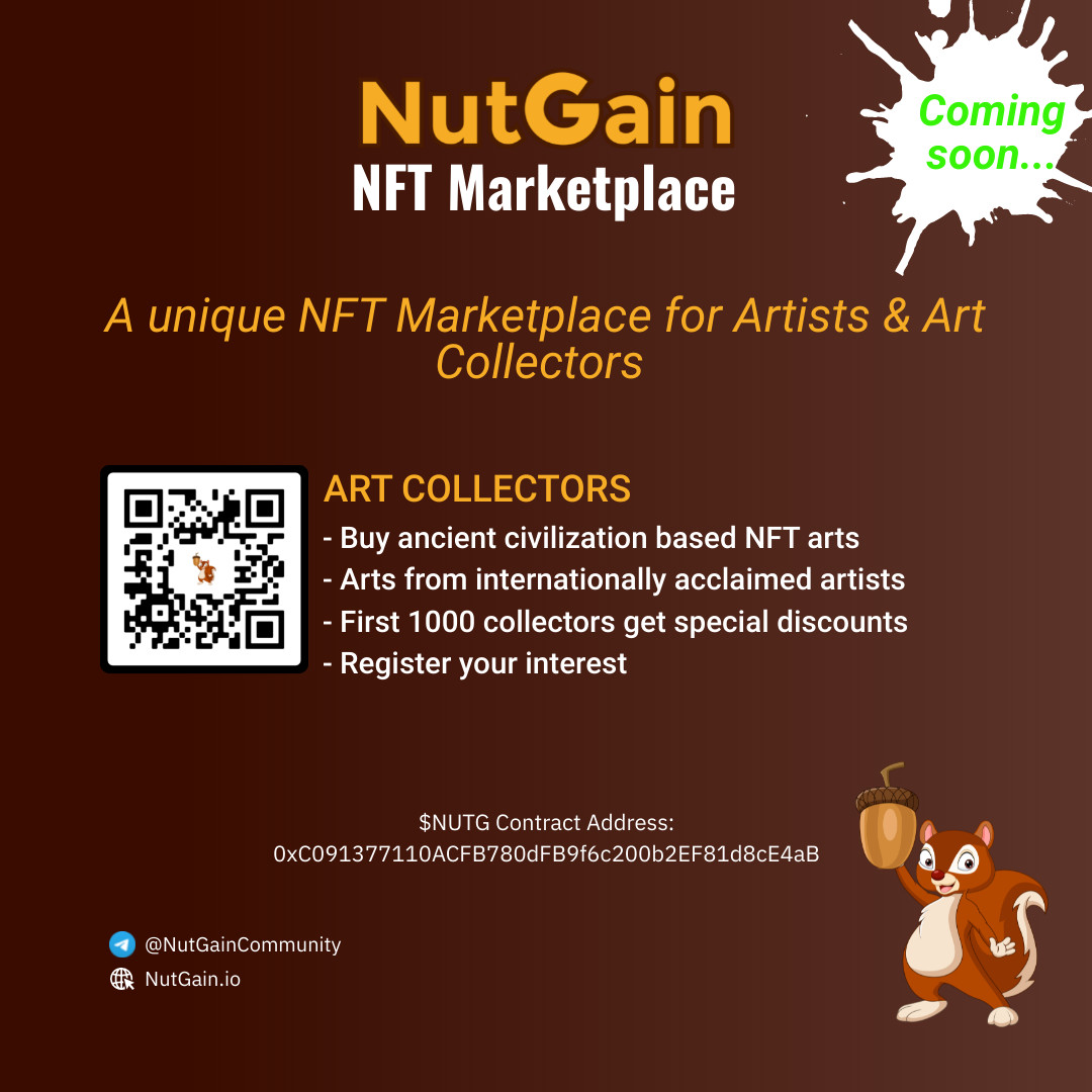 NutGainOfficial's tweet photo. 🔥⚡️Our NFT Marketplace is coming soon...🔥⚡
➡️First 1000 Art Collectors get special discounts. 🎁
#NUTG #NutGain #NFT https://t.co/zJLnvdnoLy