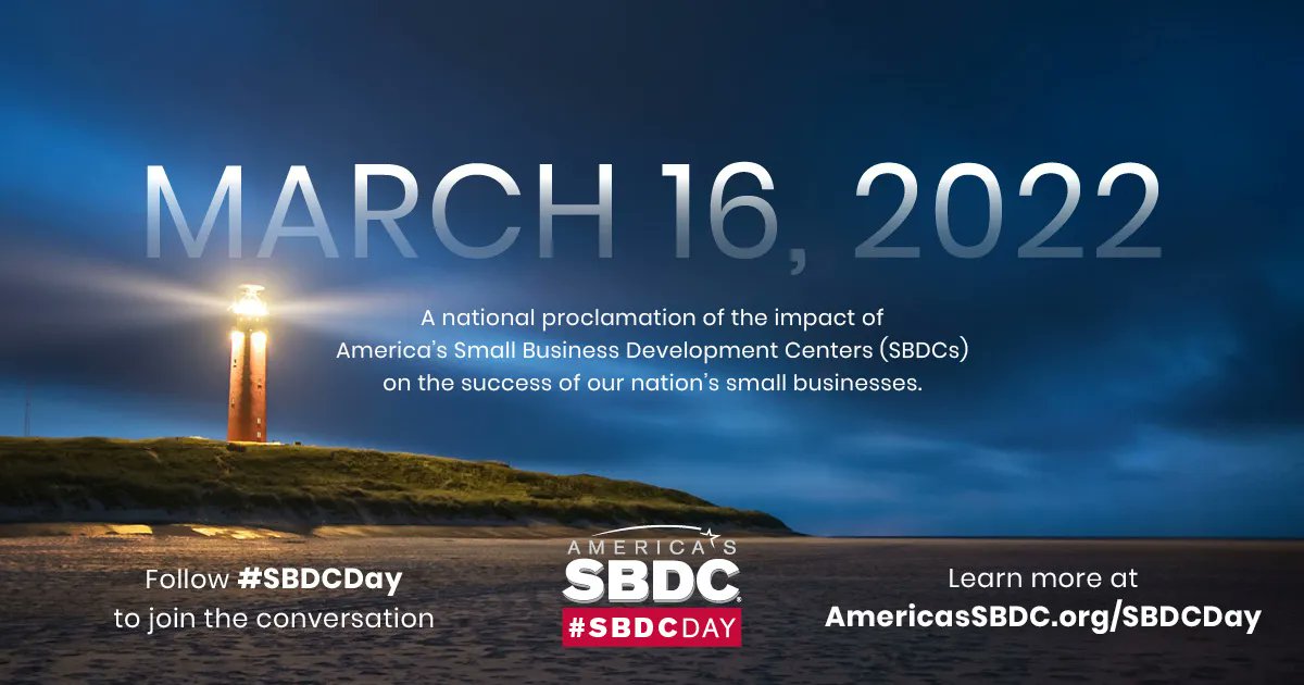 SBDC Day is a national, collective proclamation of the impact that America's Small Business Development Centers (SBDCs) have on the success of our nation's dreamers, innovators and doers - America's small businesses.

SBDC Day will take place on Wednesday, March 16, 2022.