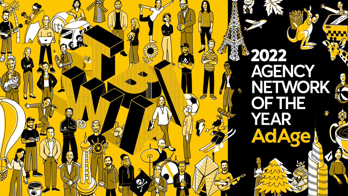 TBWA is @AdAge’s 2022 Network of the Year, off the back of being named to <a href="/FastCompany/">Fast Company</a>’s Most Innovative Companies and <a href="/Adweek/">ADWEEK</a>’s Global Agency of the Year. A first-of-its-kind hat trick made possible by our 10,000 creative minds &amp; clients. adage.com/article/specia…  #AdAgeAList