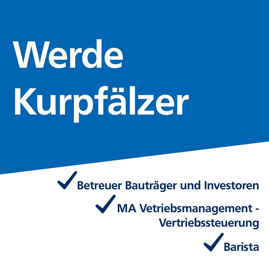 Auf der Suche nach einer neuen beruflichen Herausforderung? 🤔 

Wir suchen zum nächstmöglichen Zeitpunkt:
👉🏻Mitarbeiter Vertriebsmanagement - Vetriebssteuerung (m/w/d) 
👉🏻Betreuer Bauträger und Investoren (m/w/d)
👉🏻Barista (m/w/d)
#VolksbankKurpfalz
volksbank-kurpfalz.de/karriere