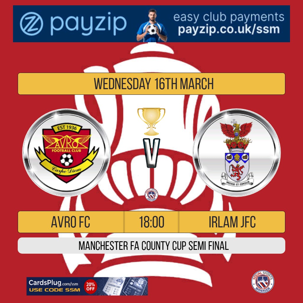 Big semi final tomorrow evening as the girls take on <a href="/AvroFC/">Avro FC</a> in an attempt to reach the <a href="/Manchester_FA/">Manchester Football Association</a> @MFA_WG County Cup Final in their first season together