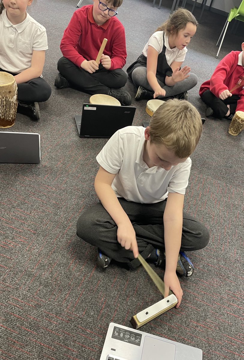 Accprimary's tweet photo. Year 3 have enjoyed celebrating the end of our music unit by sharing their compositions with our partner class at @WooldenHill via teams. #ACCmusic #ACCIT https://t.co/435mNvjQT8