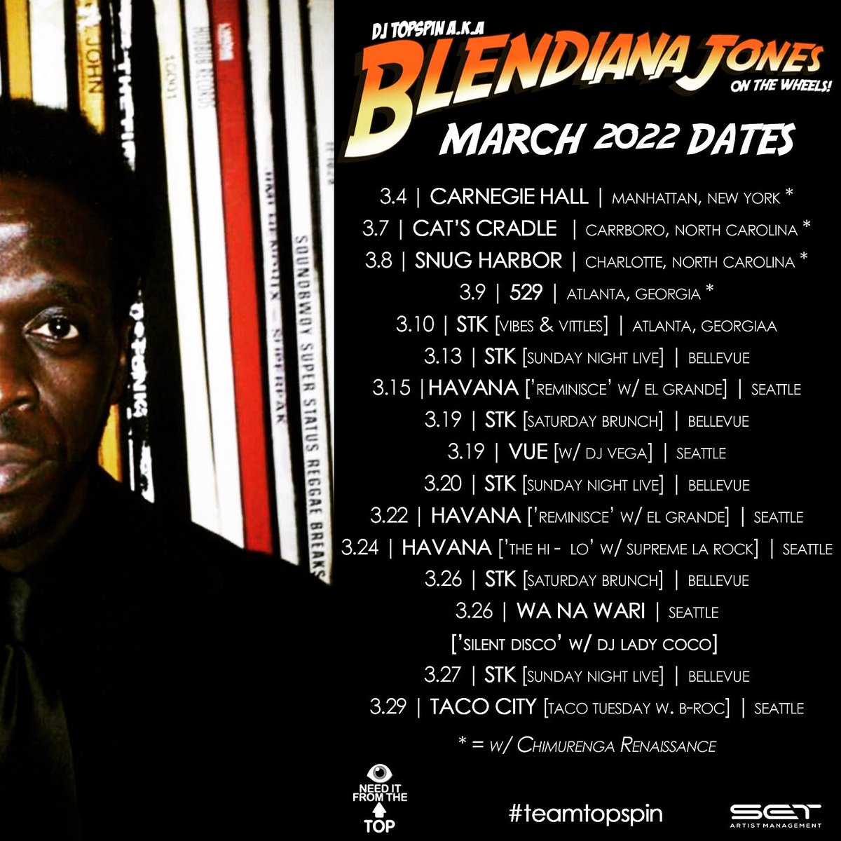djtopspin's tweet photo. 1st ยฝ of the month's already been an adventure; here's ยฝ my face & my whole #March @ a glance ๐ #teamtopspin ๐๐๐๐ฟ๐๐ #domestic #international #worldwide #inyaEARea๐๐ฟ #savethedate ๐ #dj #duty #plan #pullup #participate #catchthesehands #freakinthe #frequencies #frequently #go https://t.co/v6YNjYr9mI