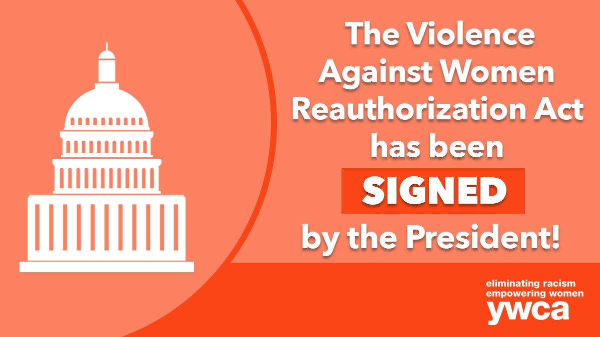 Victory! 🎉 The President has signed the Violence Against Women Reauthorization Act (#VAWA), ensuring that survivors &amp; service providers can access critical resources &amp; protections. Thank you, Congress, for passing this life-saving legislation 🧡 bit.ly/36brlLA #VAWA4ALL