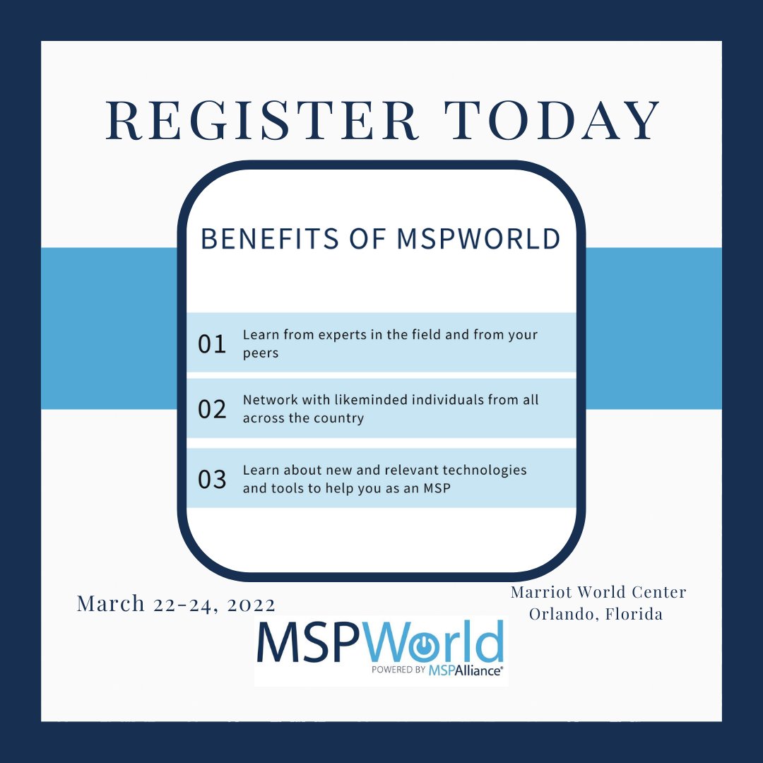 MSPWorld's tweet photo. Next week is the week! Now is your opportunity to register for the MSPWorld!!

https://t.co/kHGEysyGUL

#mspworld #mspconference https://t.co/6Uv9PYwgle
