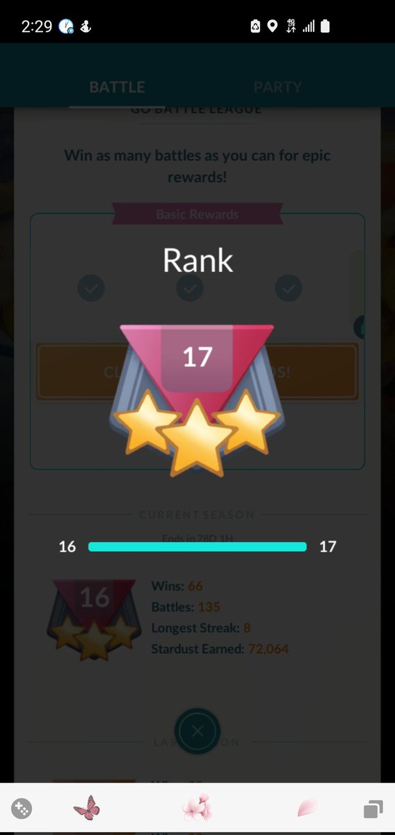 BlackUniGryphon's tweet photo. Still not amazing... but I got to #Rank17 Try some more later. #GOBattleLeague #PokemonGO #GBL https://t.co/i9yaNtXGIf