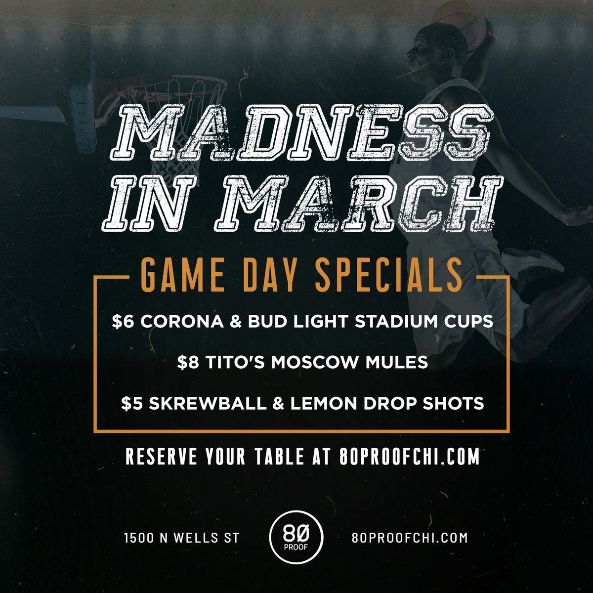 Get your brackets ready, and meet us #AtThe80 for all the Madness action! 🏀🍻 Doors open at 3pm on Thursday and Friday! 🙌
