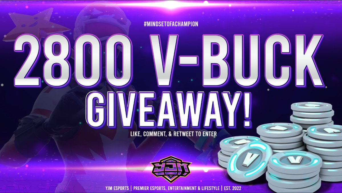 YJM_Esports's tweet photo. We are hosting a 2800 V-Buck Giveaway Event. Winner will be announced on March 22nd. Like, comment, &amp; retweet to enter !

#mindsetofachampion🔮 https://t.co/gRYAf7COkP