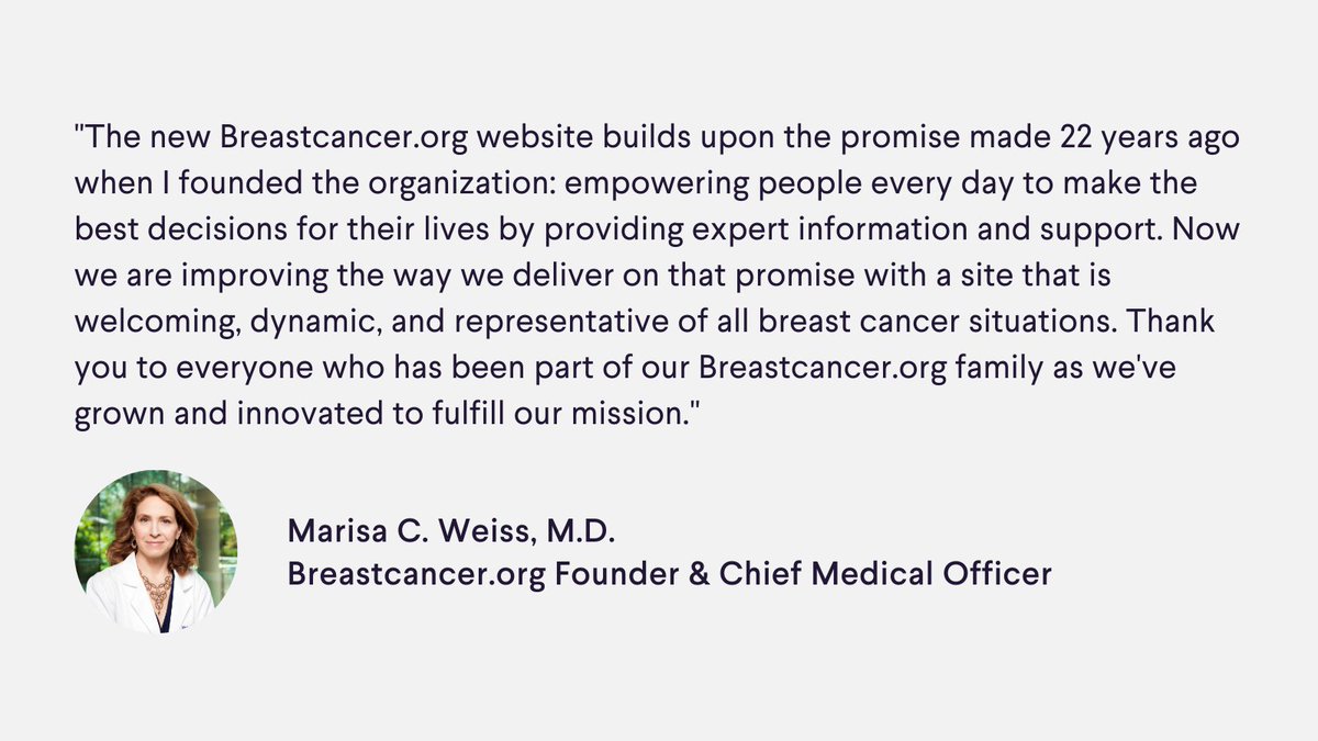 We have reached a major milestone that will further allow Breastcancer.org to help everyone who comes to us in search of medical expertise and support. See what's new on Breastcancer.org.