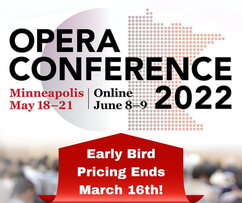 operavolunteer's tweet image. OVI is proud to be a partner of OPERA America's Opera Conference 2022. Hurry, over 450 people have already registered for this year's conference, and Early Bird pricing is only available through tomorrow! Register Here: web.cvent.com/.../8826e80c-3…
#opera #operaconference