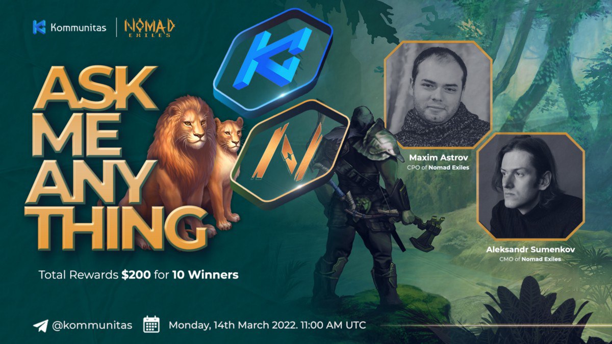 NomadExiles's tweet photo. We held an AMA (Ask Me Anything) with Maxim and Aleksandr from the Nomad Exiles team to get to know more the project! If you missed participating in the AMA, read this article and learn about their project: 
 
https://t.co/G5iaSlKQ1P https://t.co/rVgS3XD5gE
