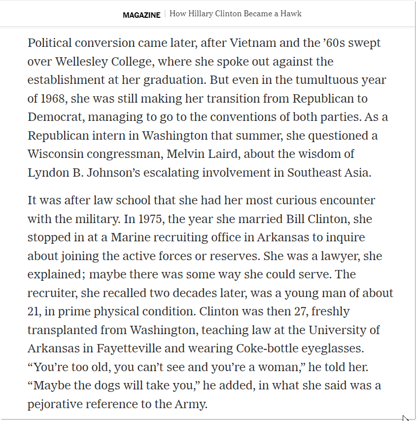 BasedBarzal's tweet photo. If you read Hillary Clinton's own recollection of her formative twenties, seems Tulsi Gabbard became everything she aspired to be...

- a soldier
- restrained foreign policy
- political icon

Does she hate her for this? Maybe. Or maybe she's testing her - so she can become more? https://t.co/toKFFANJT2