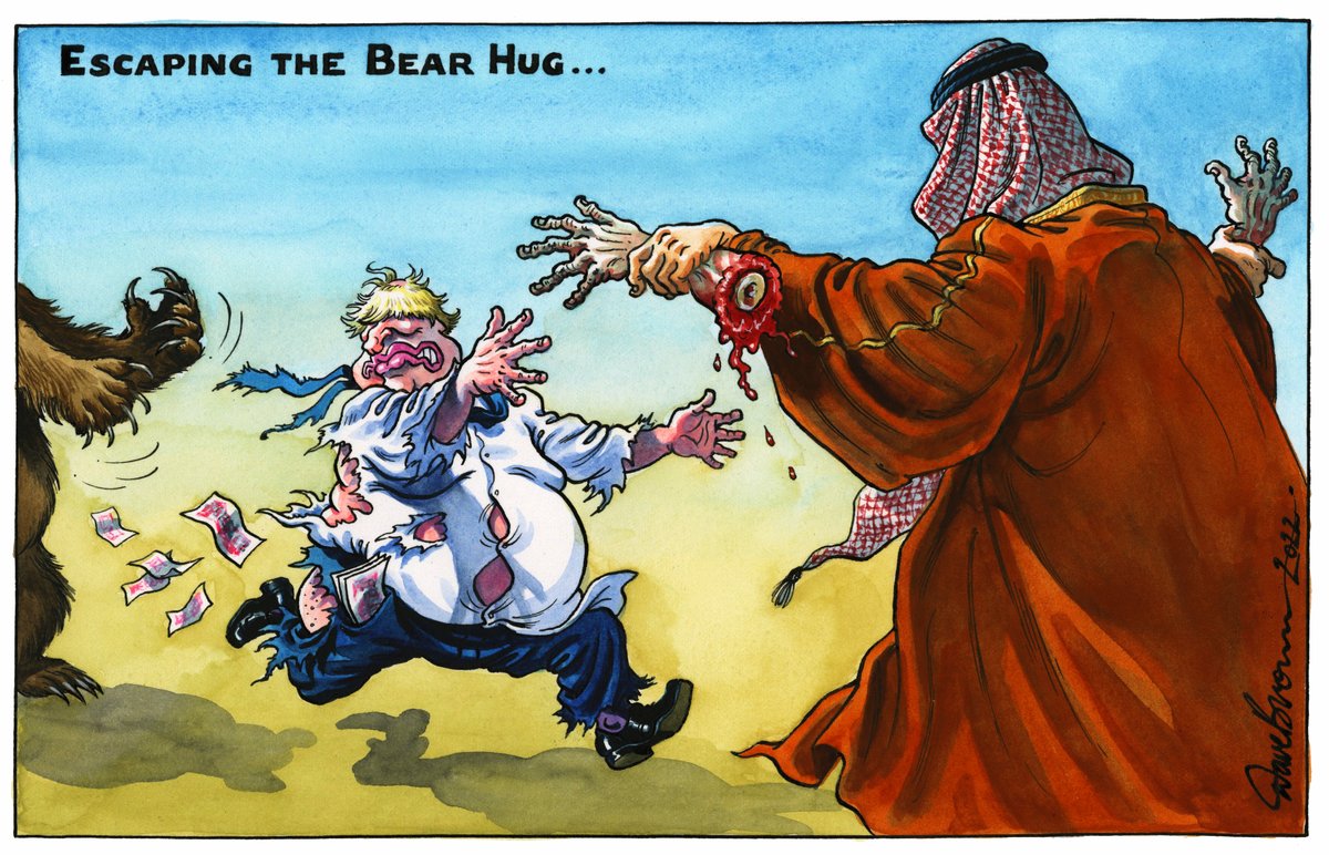 DaveBrownToons's tweet photo. Tomorrow's @Independent cartoon... #BorisJohnson #Russia #SaudiArabia #Ukraine #UkraineRussiaWar #RussianGas #SaudiExecutions https://t.co/rQor2neKry