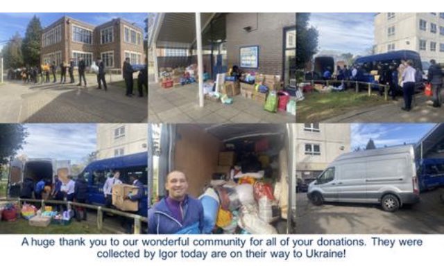 fchslondon's tweet photo. Thank you so much for all your donations for Ukraine. You can see some images of the donations handed in to school being loaded on to the truck which is being driven to Ukraine imminently. https://t.co/nxtzNbzKDm