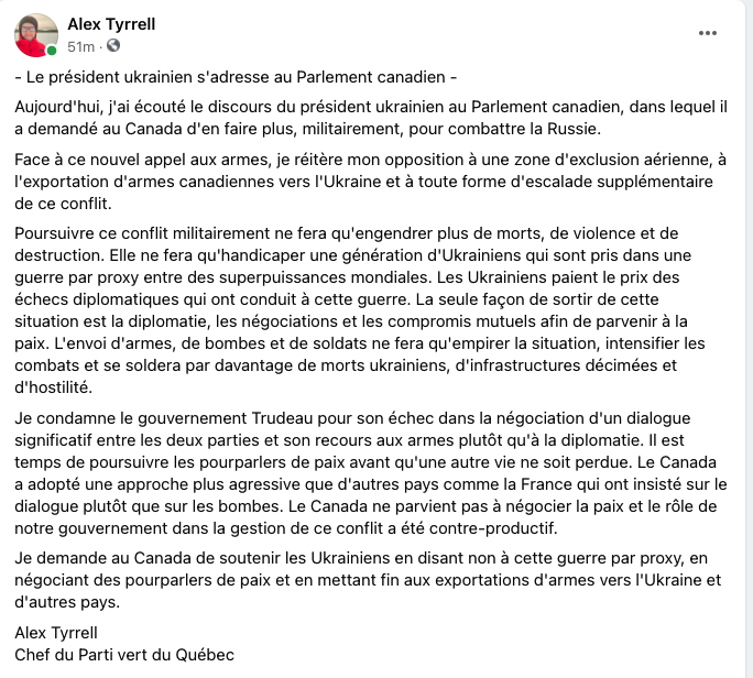 Voici ma réaction au discours du président ukrainien au Parlement canadien aujourd’hui, dans lequel il a demandé au Canada d'en faire plus, militairement, pour combattre la Russie. (1/9) #cdnpoli #polqc