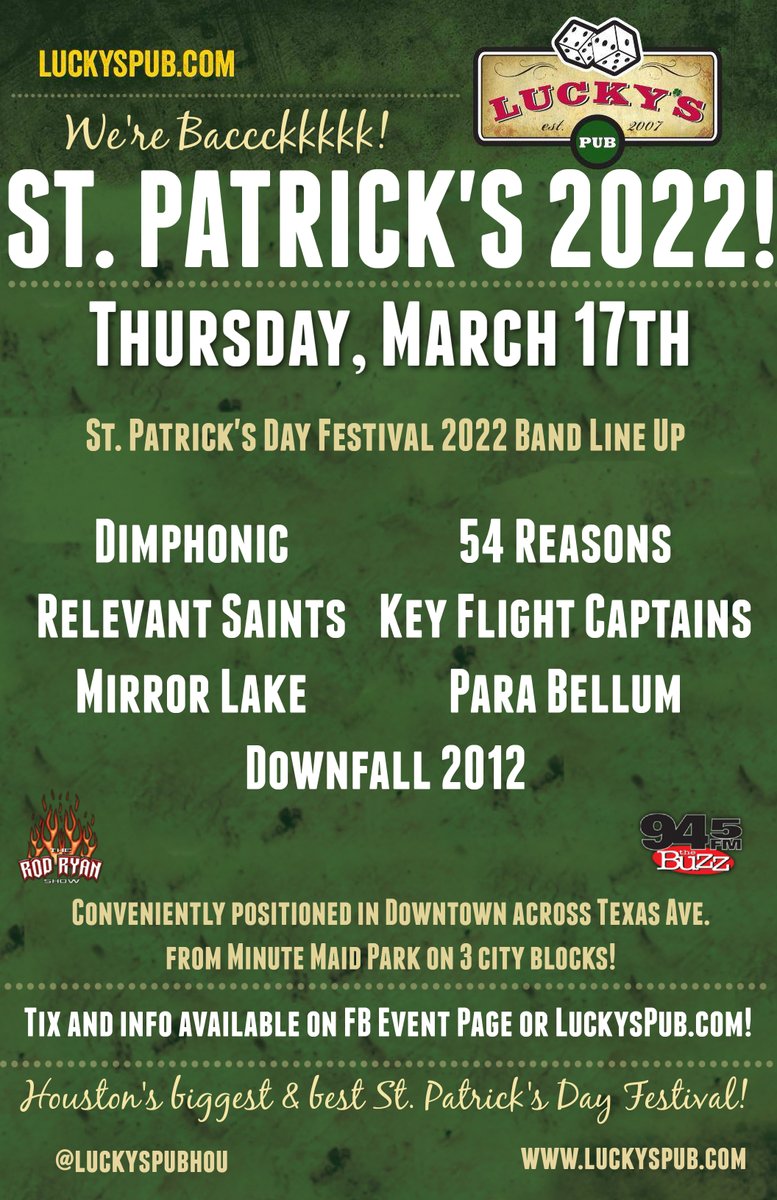 St. Patrick's Day party in downtown Houston!! YEAH! FREE before NOON!!!! Live music, food trucks and more!