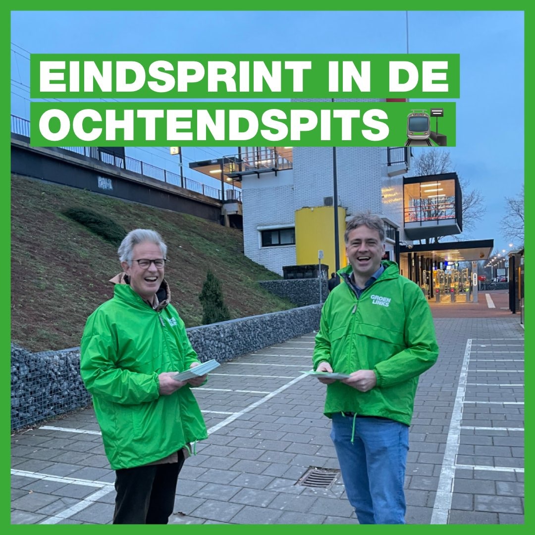 De stembussen zijn geopend en wij lopen onze eindsprint bij station Zaltbommel. Zien we je woensdag in de ochtendspits? 
#stemgroenlinks #verkiezingen #zaltbommel #maasdriel