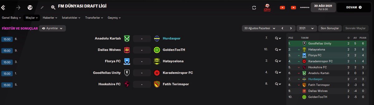 Draftımızda 3.Hafta maçları için heyecan başladı..😉