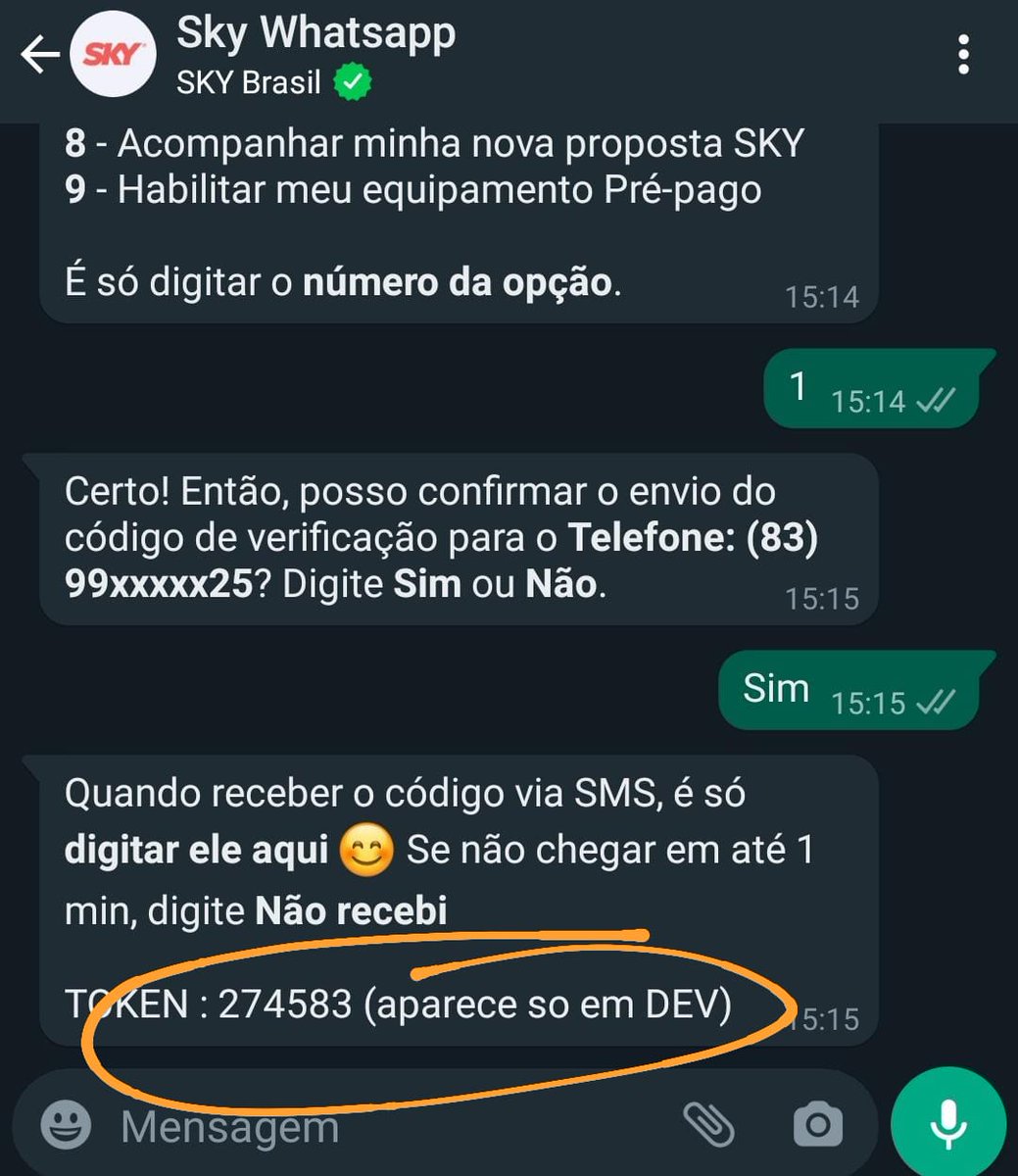 nilotneto's tweet photo. Atenção @skybrasil seu robô de atendimento pelo Whatsapp tá com um "pequeno" problema de segurança: https://t.co/aONrUx6FmA