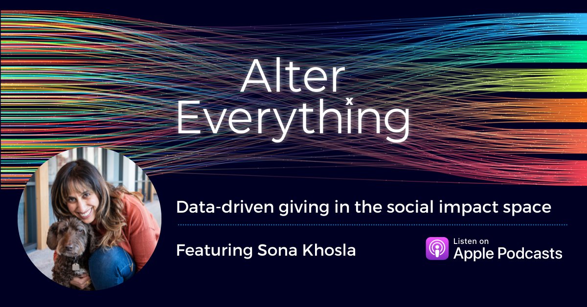 Image of Alter Everything podcast artwork, and podcast guest, Sona Khosla