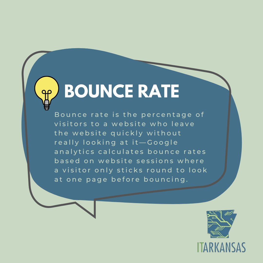 #TerminologyTuesday :: 
This week --- #bouncerate

Sharing a #tech term to help you learn your way around your future #ITcareer.  

#themoreyouknow #ArkansasisIT #ITArkansas #ML #AI