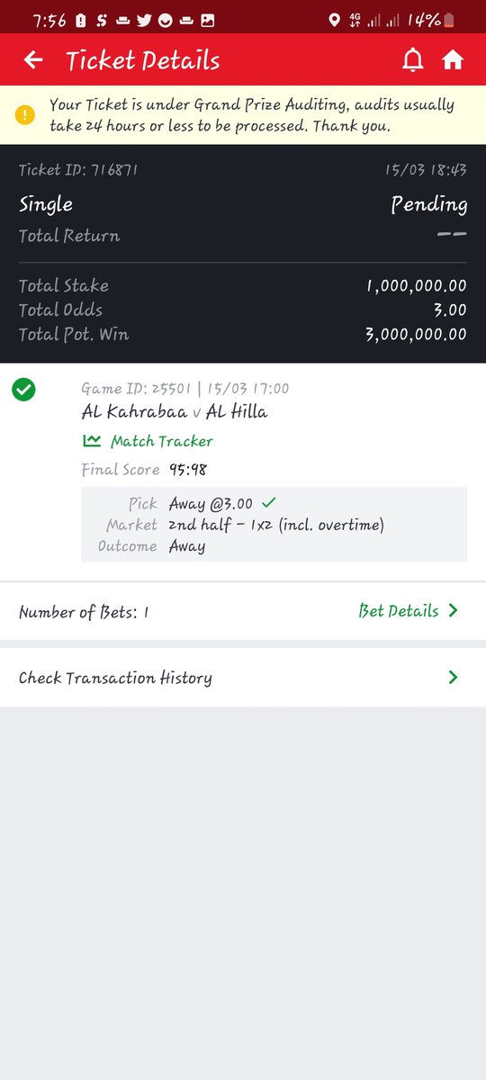 jujupunter's tweet image. BOOM!! ✅🔥🔥

It was Tensed but patience and high risks gives high rewards.

5.2m naira won

✅🔥🙏✅✅🔥💚

Last week was rough but dis week started with a bang

   ♡ CalCula8or . Mr bayo. @TheRealCEOAmber @SomtoSocial

Tell sportybet to call me o b4 i close company today🤑
♡