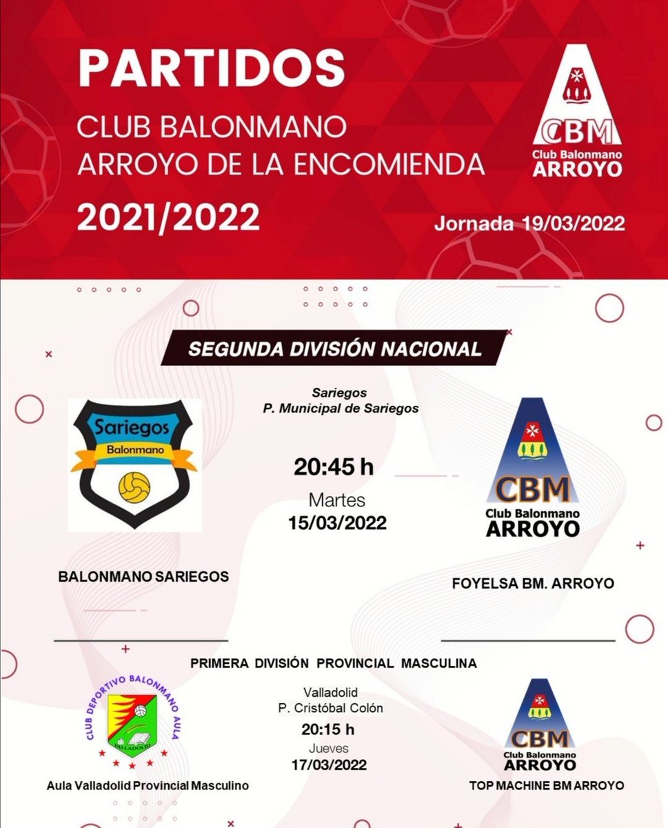 BMArroyo's tweet photo. Esta semana tenemos dos aplazados.

Hoy el equipo de #Foyelsa viaja a tierras Leonesas contra el @balonmanosariegos y el #Topmachine jugará el jueves en casa del @bmaula_cantera https://t.co/xeIV9WNwzk