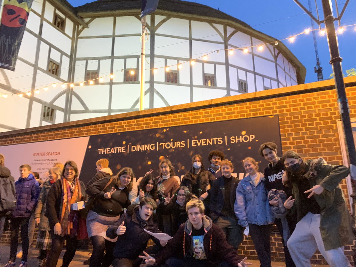 hf_drama's tweet photo. “When shall we three meet again?” How about @The_Globe with @hf_drama and @6th_hollyfield to see #TheScottishPlay … lovely to be able to share live theatre with students once again! Just waiting for curtain up and thunder, lighting and rain! 💨⚡️🌧 https://t.co/i46QVvmBtx