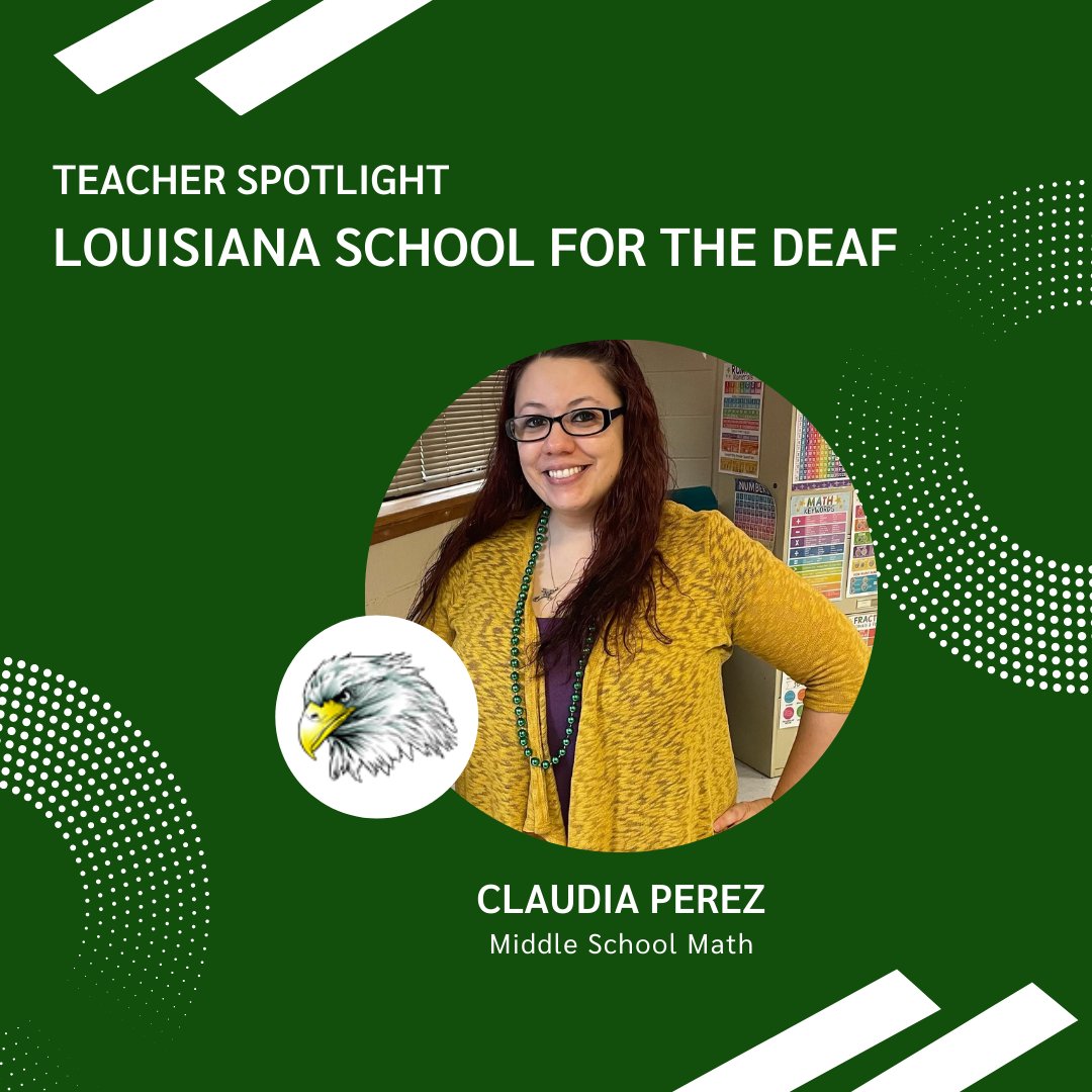 It's #TeacherSpotlightTuesday! Ms. Claudia Perez is in her 5th year with <a href="/LAschoolDeaf/">LA School f/t Deaf</a> and has taught middle school math for two years. She incorporates technology and hands-on activities with her students and engages them visually to better learn the subject matter.
