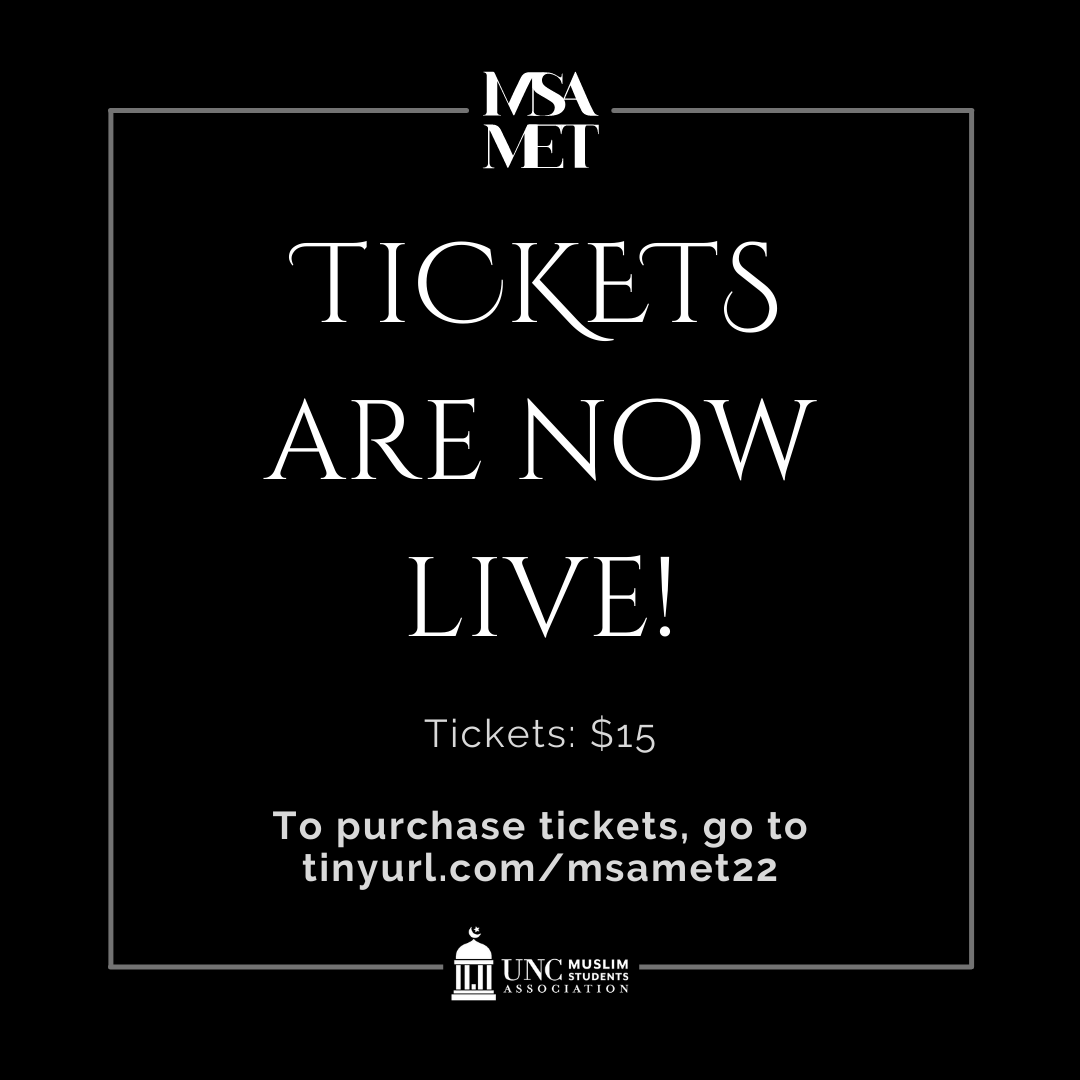 Assalaamu alaikum!📢Tickets for MSA MET are now LIVE!!📢Go to tinyurl.com/msamet22 or in bio to purchase them!