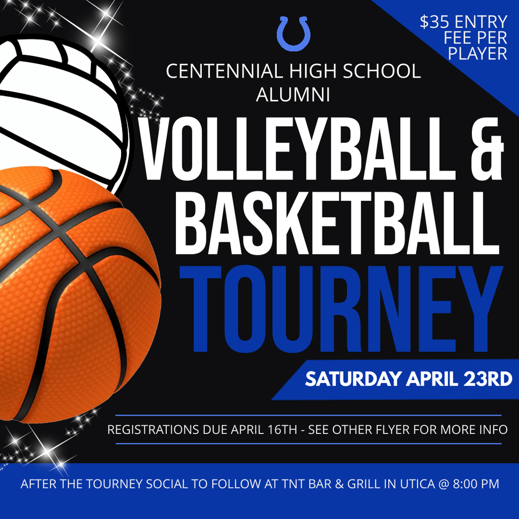 Attention Centennial Alumni - we are bringing back the alumni tournament to Centennial this year offering both volleyball &amp; basketball tournaments! Please see the information below and register your team on the following link! forms.gle/Dfk1UkHnooxTMM…