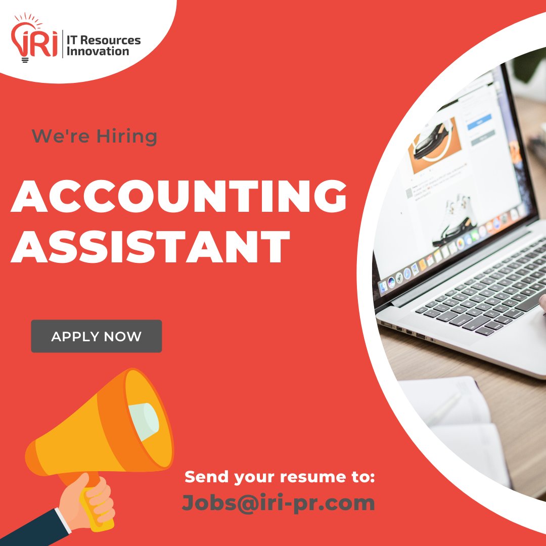 🔢Are you an Accounting Major? Or searching for a part time? This is a job for you! Apply Now! Send us your resume at 
jobs@iri-pr.com