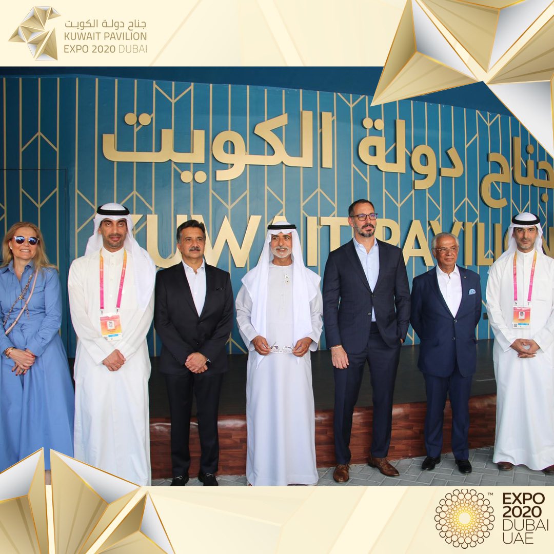 KuwaitExpo2020's tweet photo. HH Sheikh Nahyan bin Mubarak Al Nahyan, the #UAE Minister of Tolerance and Coexistence, and the Commissioner General of #Expo2020Dubai, visited the #KuwaitPavilion along with his delegation. He was received by the Director of the Kuwait Pavilion, Dr. Bader Al-Mashaan. (1/2) https://t.co/G0cg4iZVsM